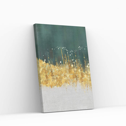 Modern Abstract Green Gold White Canvas Wall Art - Y Canvas