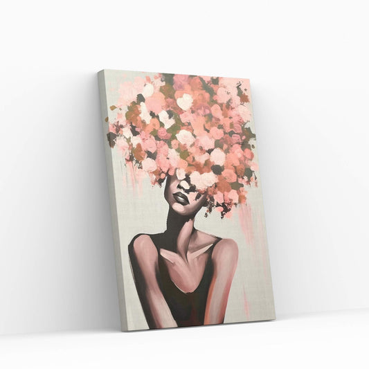 Woman Portrait Flower Head Canvas Wall Art - Y Canvas
