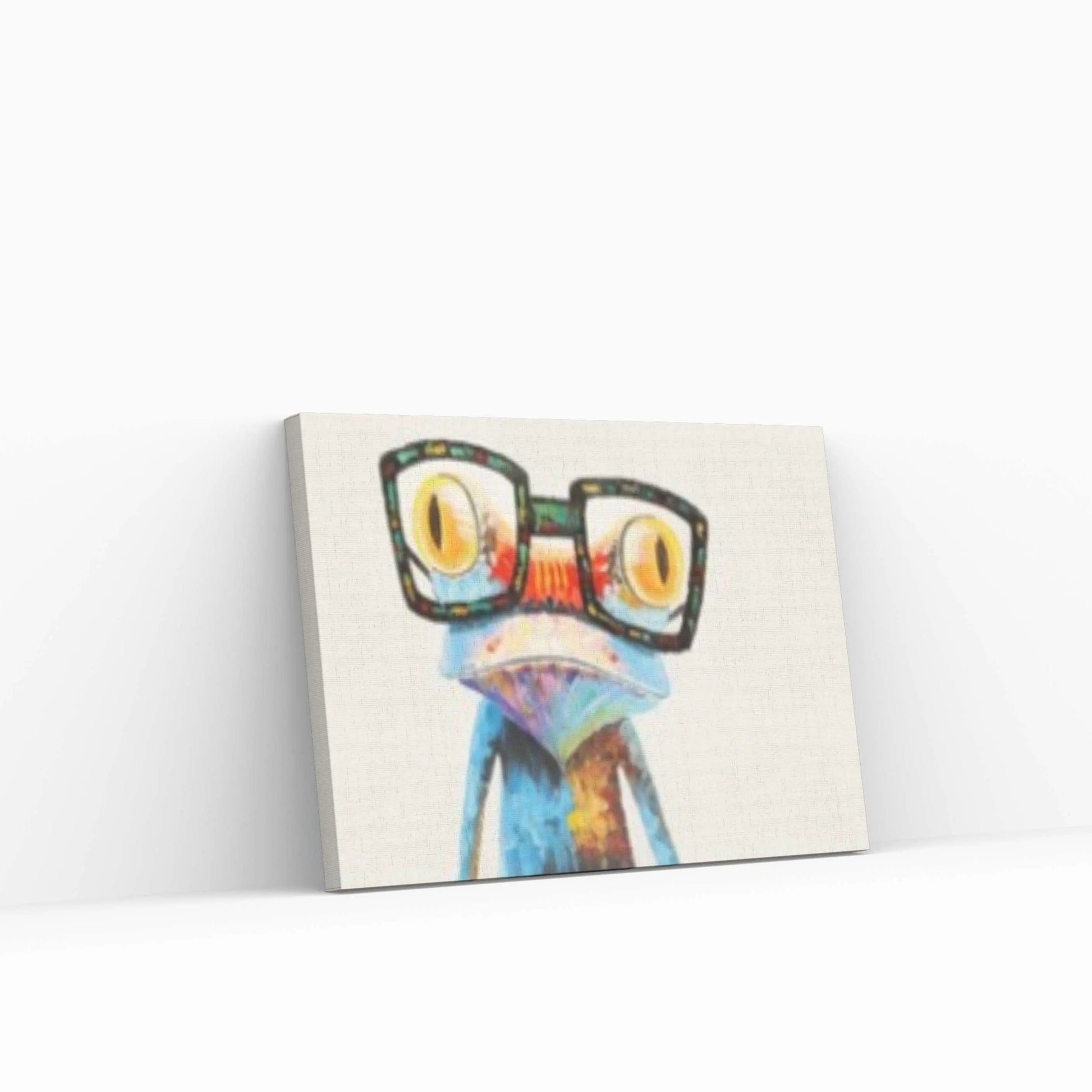 Frog Painting Pop Art Animal Acrylic Paintings On Canvas Original Modern, Knife Texture Framed - Y Canvas