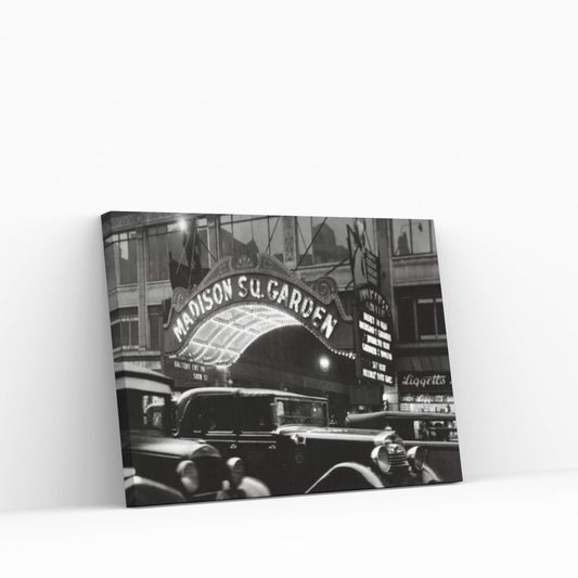 1920s-1930s Cars Taxis Madison Square Garden Marquee At Night Manhattan New York City USA Canvas Wall Art - Y Canvas