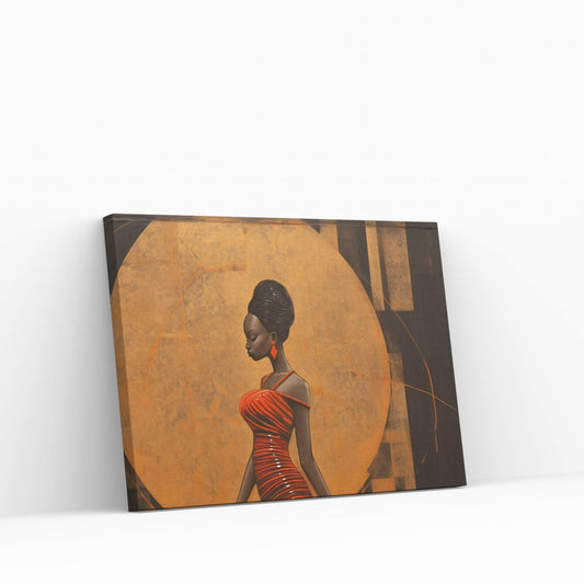 African Black Woman in Red Dress Canvas Wall Art - Y Canvas