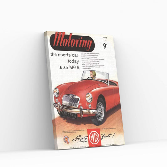 1950s MG Convertible Magazine Advert Canvas Wall Art - Y Canvas