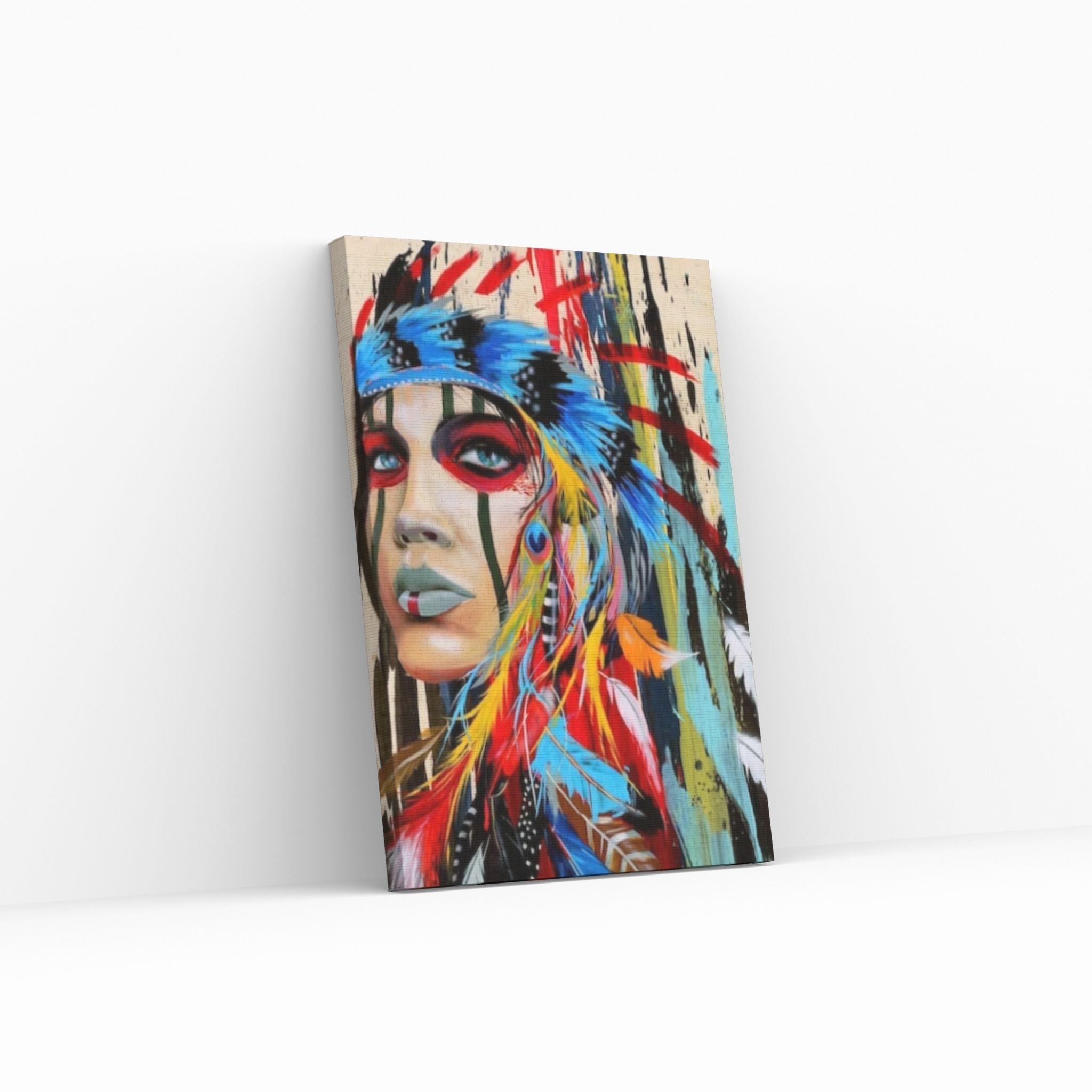 Native American Indian Girl Wall Art Canvas Painting Women, Wall Decor Pop Art - Y Canvas