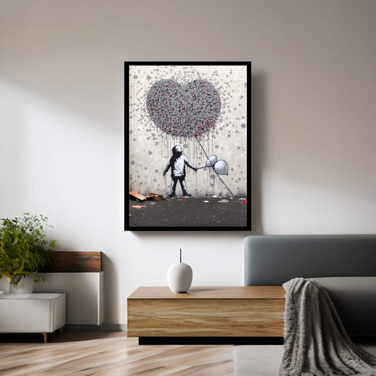 Banksy Child Heart and Balloon Canvas Wall Art Home Decor - Y Canvas