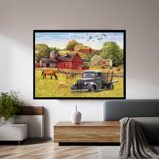 Tally Ho Farms And Truck Canvas Wall Art - Y Canvas
