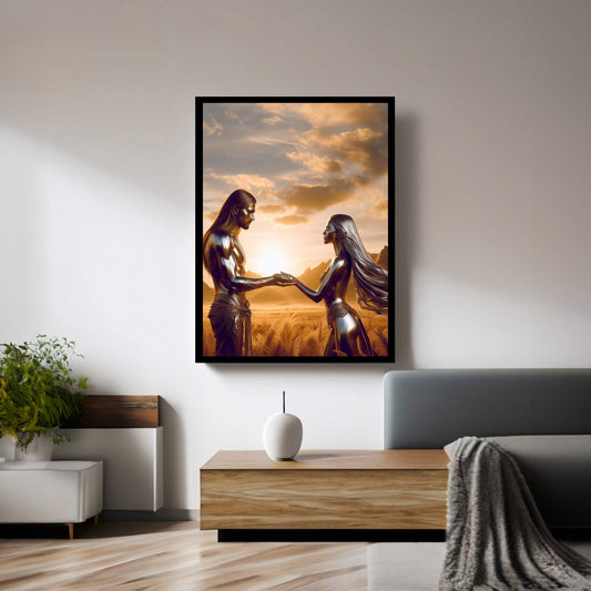 Metalic Love Man and Woman Canvas Wall Art - Y Canvas