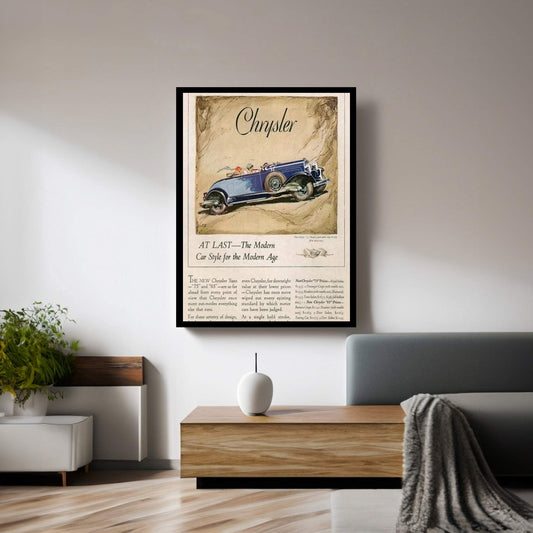 1928 Chrysler Magazine Advert Canvas Wall Art - Y Canvas