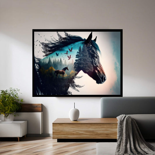 Modern Abstract Beautiful Black Horse Canvas Wall Art , Animal Wall Art - Y Canvas