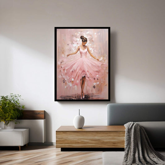 Ballerina Dancer Woman in Pink Dress Canvas Art Wall Decor - Y Canvas