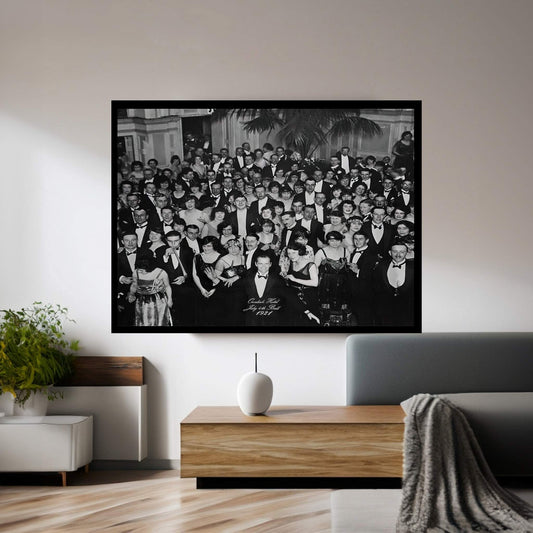 The Shining Overlook Hotel Poster, Dinner Ball Party, Black and White, Vintage Photo Print, Jack Nicholson, Stanley Kubrick, Jack Torrance Canvas Wall Art - Y Canvas