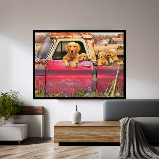 Goldens And Truck Canvas Wall Art - Y Canvas