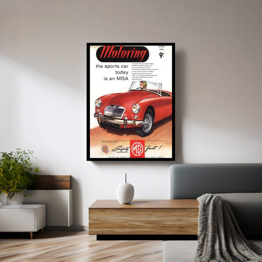 1950s MG Convertible Magazine Advert Canvas Wall Art - Y Canvas