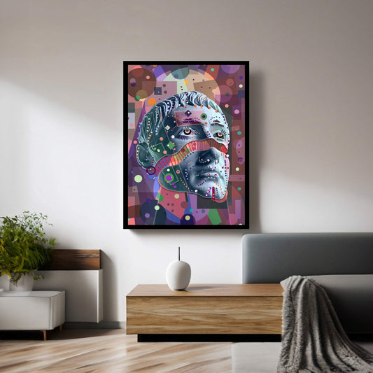 Abstract Modern Line Human Portrait Colored Canvas Wall Art - Y Canvas