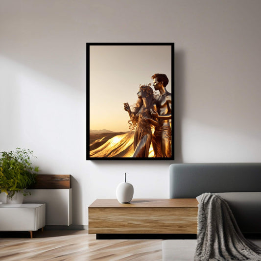 Metalic Love Man and Woman Canvas Wall Art - Y Canvas