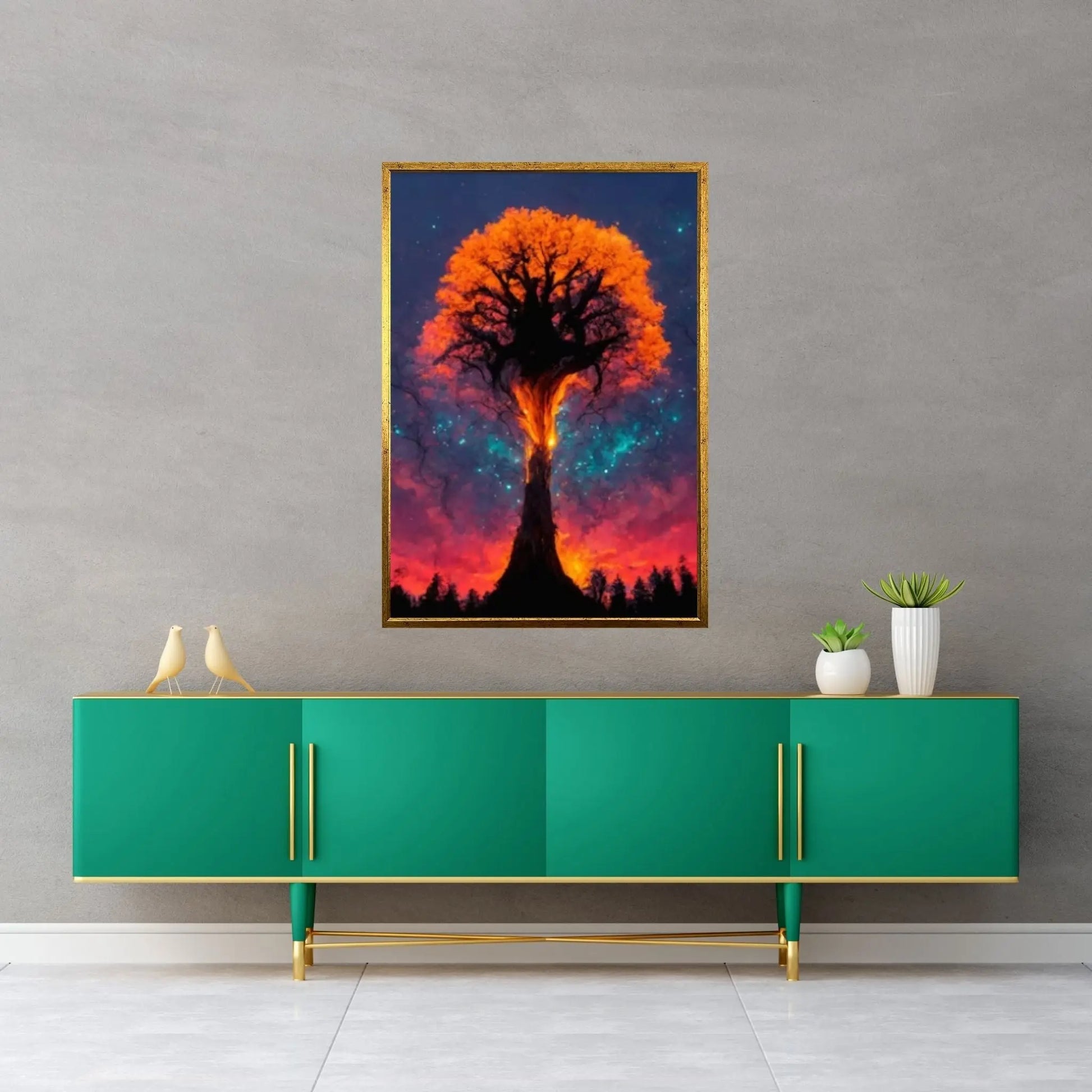 Day-Night Tree Forest Canvas Wall Art - Y Canvas
