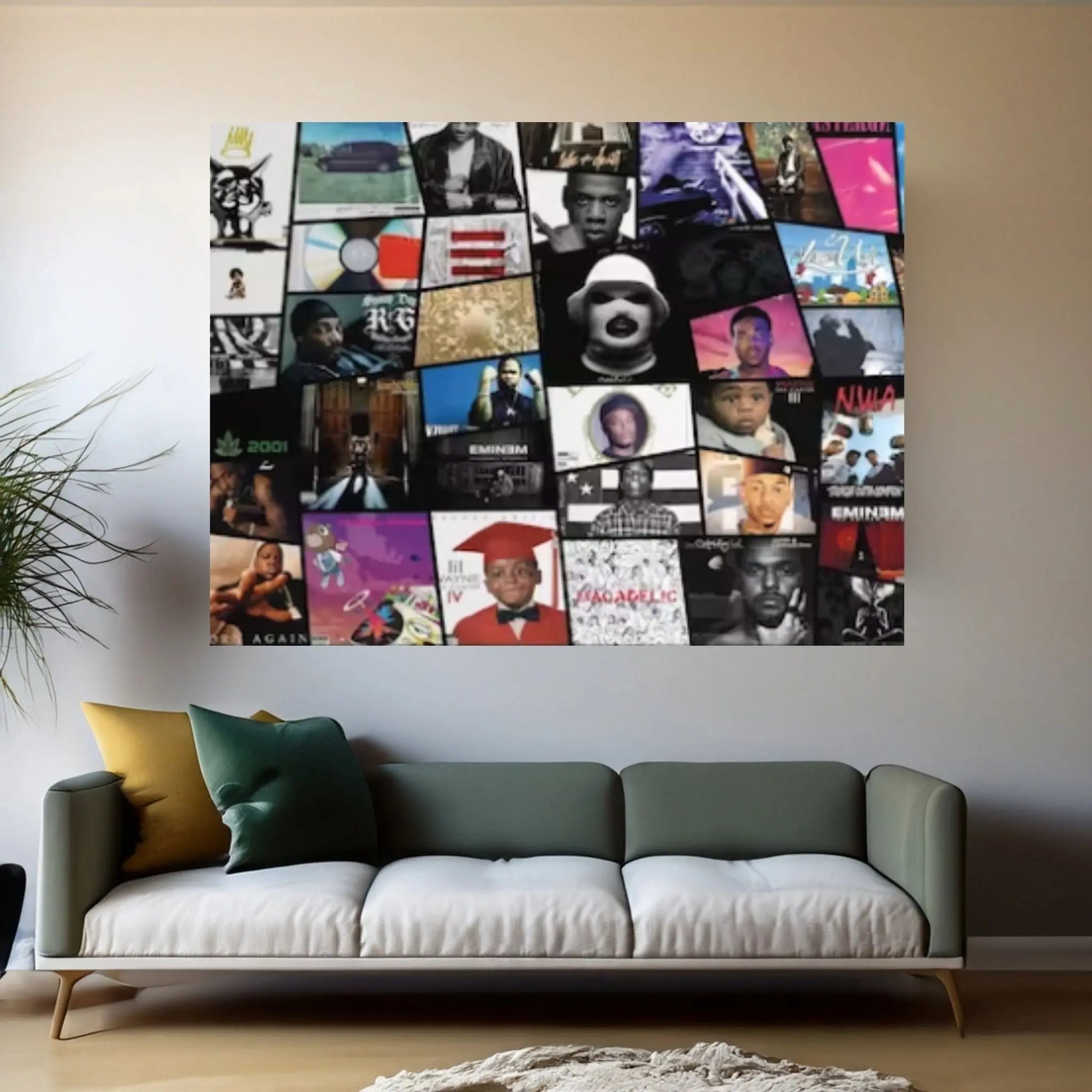 Rap Album Cover Collage Hip Hop Music Canvas Painting Wall Art Rapper Print Musician Gift - Y Canvas