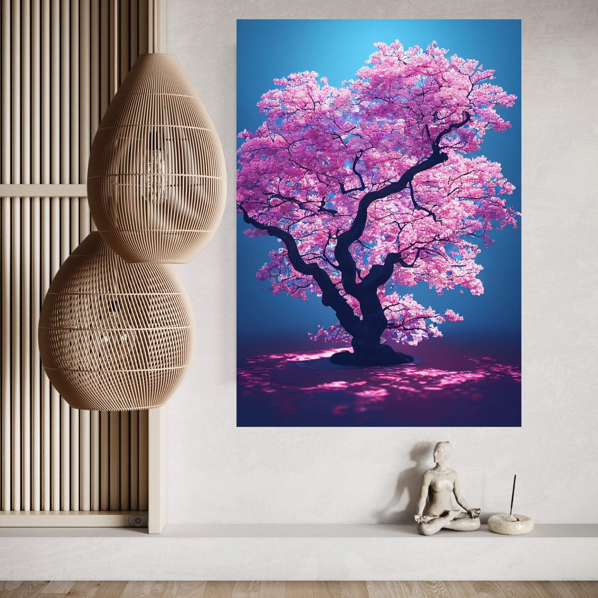Pink Japanese Tree, Landscape Canvas Wall Art - Y Canvas